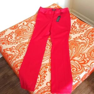 Red Satin Editor Pants Express Size 2R Leopard Print lining New with tags